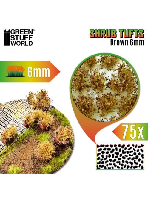 Green Stuff World - Shrub Tufts - 6 mm - self-adhesive - Brown - 75 pcs.