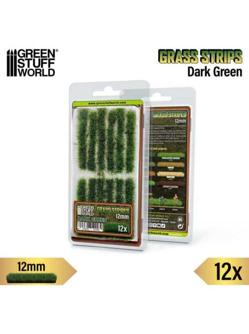 Green Stuff World - Grass Strips 12 mm - Dark Green - 12 pcs.