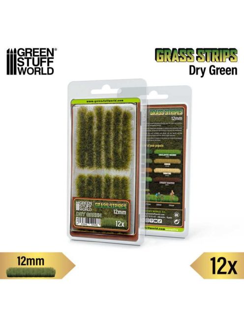 Green Stuff World - Grass Strips 12 mm - Dry Green - 12 pcs.