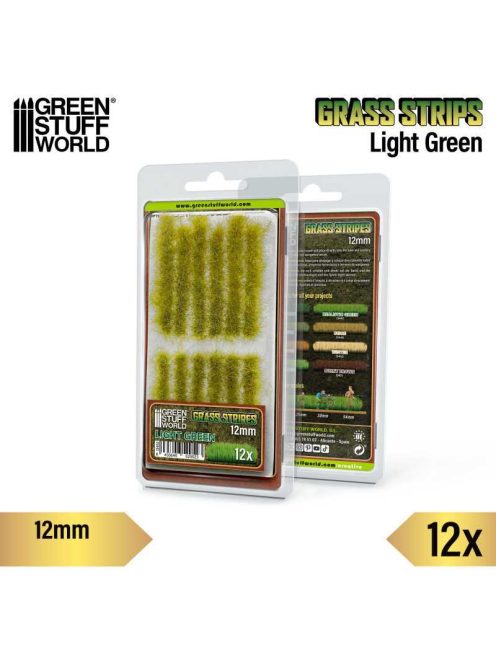 Green Stuff World - Grass Strips 12 mm - Light Green - 12 pcs.