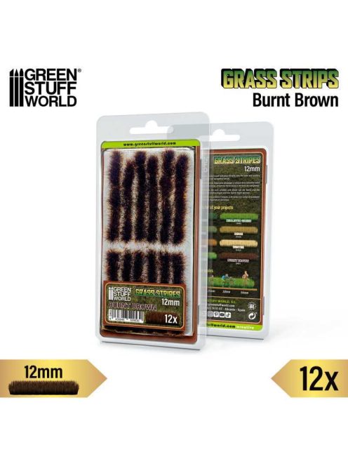Green Stuff World - Grass Strips 12 mm - Burnt Brown - 12 pcs.