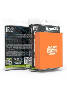   Green Stuff World - Flexible Sand Pads 100x80mm - 5mm - Grit #400 Color DARK ORANGE (Pack x5)