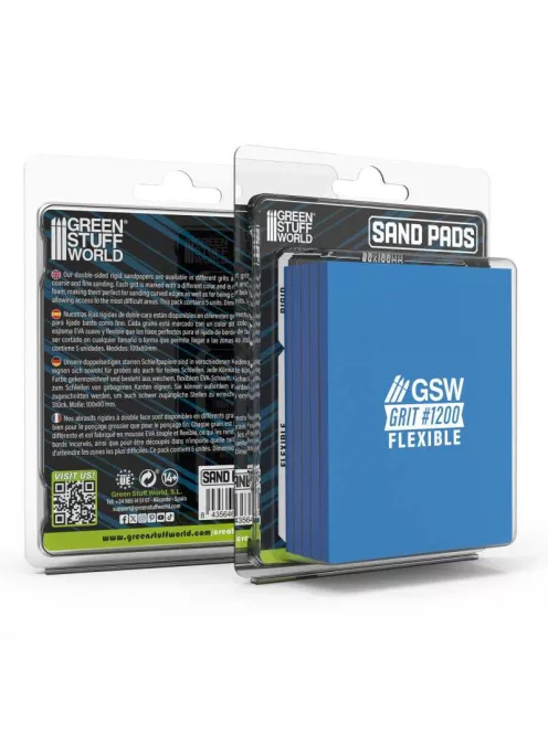 Green Stuff World - Flexible Sand Pads 100x80mm - 5mm - Grit #1200 Color TURQUOISE (Pack x5)
