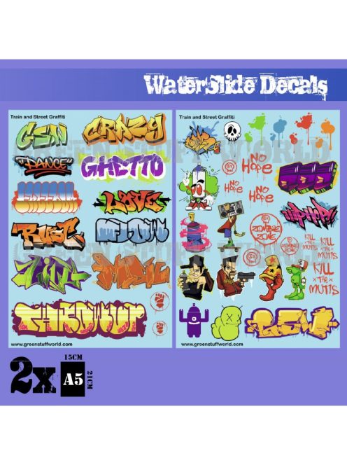 Green Stuff World - Waterslide Decals - Train And Graffiti Mix