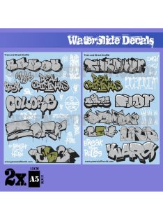   Green Stuff World - Waterslide Decals - Train And Graffiti Mix - Silver And Gold