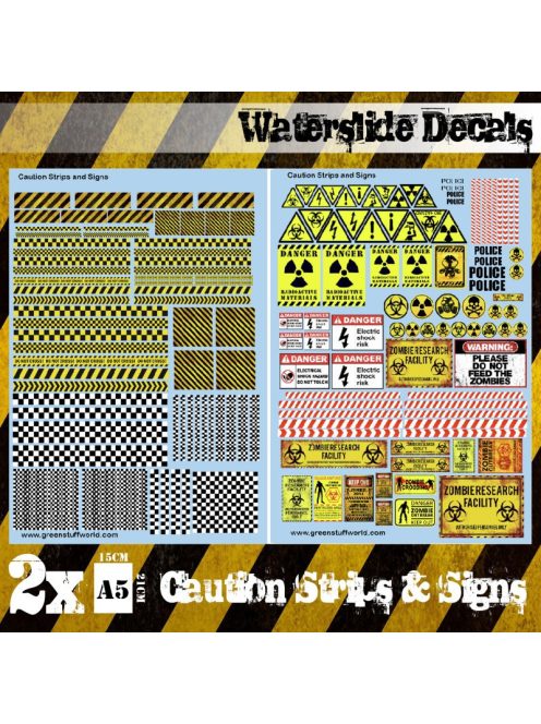 Green Stuff World - Waterslide Decals - Caution Strips And Signs