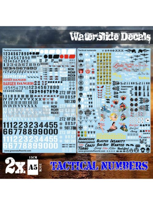 Green Stuff World - Waterslide Decals - Tactical Numerals And Pinups