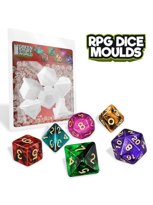 Green Stuff World - Silicone Polyhedral Dice Molds X6