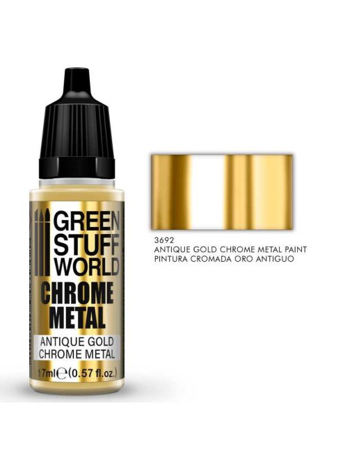 Green Stuff World - Chrome Metal Paint - Antique Gold Color 17Ml