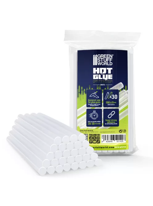 Green Stuff World - Hot glue sticks 11 mm x 190mm - TRANSPARENT (Pack x30)