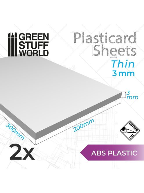 Green Stuff World - ABS Plasticard A4 - 3 mm COMBOx2 sheets