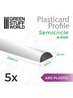 Green Stuff World - ABS Plasticard - Profile SEMICIRCLE 4mm