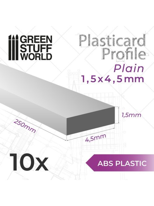 Green Stuff World - ABS Plasticard - Profile PLAIN 4.5mm