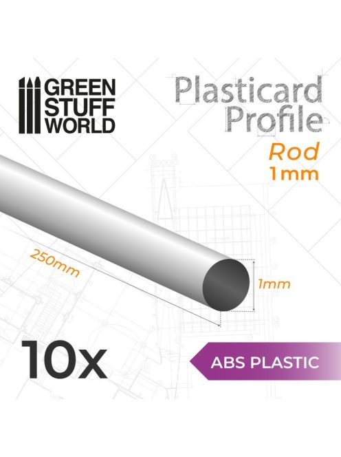 Green Stuff World - ABS Plasticard - Profile ROD 1mm 