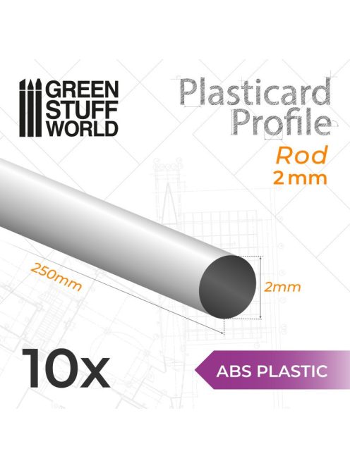 Green Stuff World - ABS Plasticard - Profile ROD 2 mm