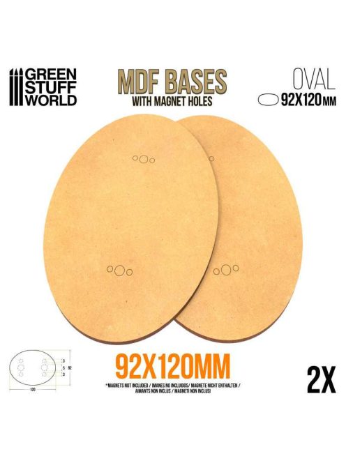 Green Stuff World - MDF Oval Base 92x120 - Pack2 (thickness 3mm)