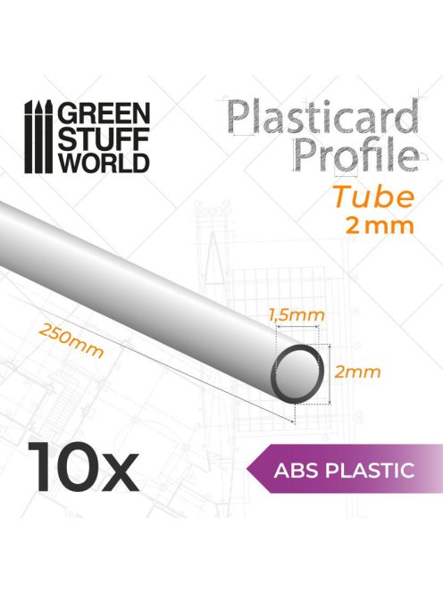 Green Stuff World - ABS Plasticard - Profile TUBE 2 mm