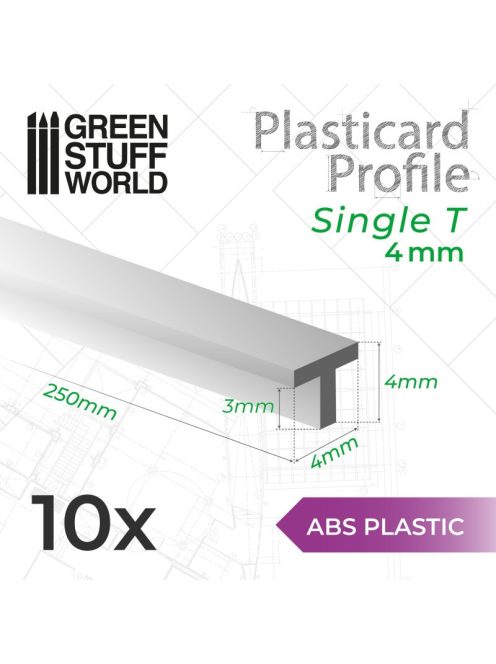 Green Stuff World - ABS Plasticard - T-Profile 4mm