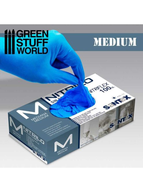 Green Stuff World - Blue Nitrile Gloves - Medium 100 pcs
