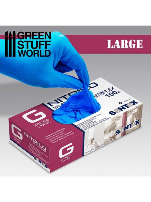 Green Stuff World - Blue Nitrile Gloves - Large 100 pcs