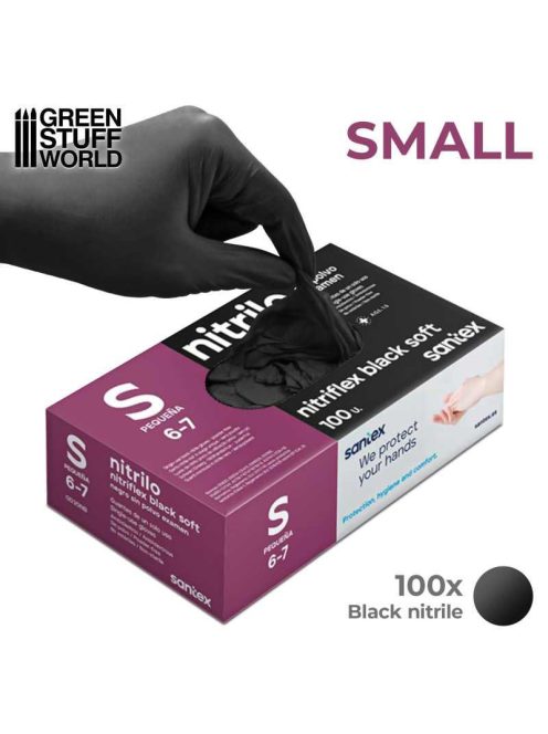 Green Stuff World - Black Nitrile Gloves - Small 100 pcs