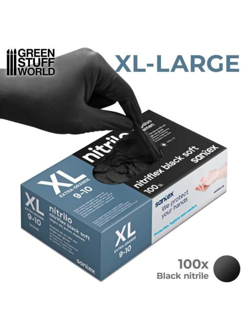 Green Stuff World - Black Nitrile Gloves - Extra Large 100 pcs