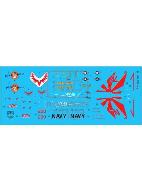 HAD models - F-14A VF111 ”Sundowners” - Miss Molly decal sheet