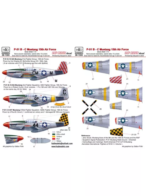 HAD models - P-51B Mustang decal sheet 1:72