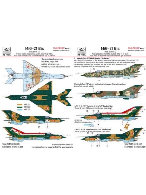 HAD models - MiG-21 Bis decal sheet 1:72