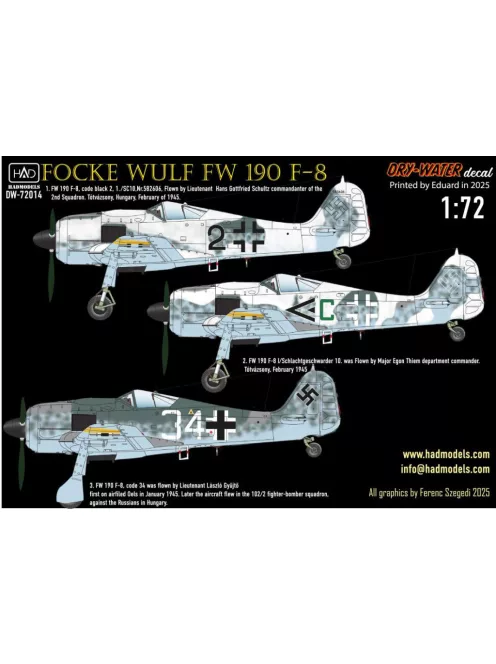 HAD models - FW 190 F-8 (green C, Black 2, White 34) decal shet 1:72