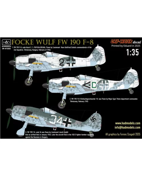 HAD models - FW 190 F-8 (green C, Black 2, White 34) Decal sheet 1:35