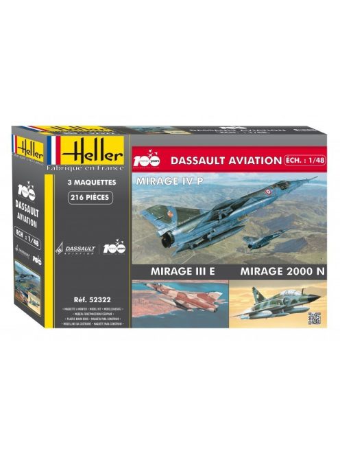 Heller - Coffret 100 ANS Dassault Aviation(3 mode (MirageIVP,MirageIII,Mirage 2000D