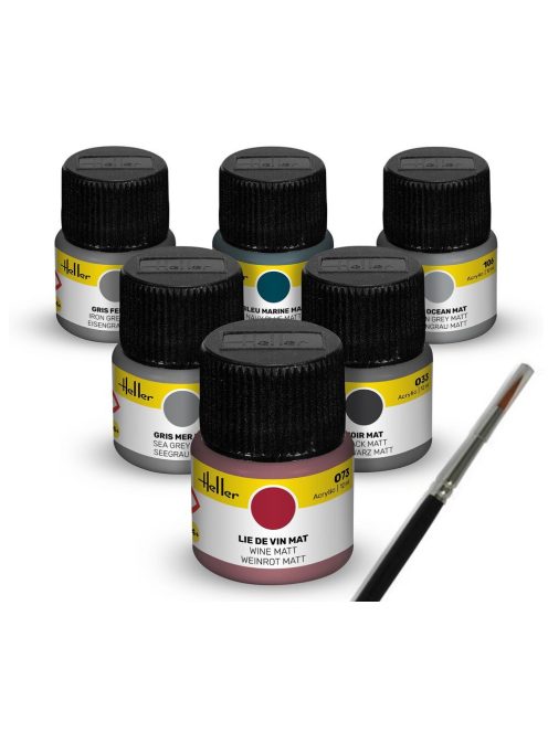 Heller - Colour Set Navy Acrylic 6 x 12 ml + Brush