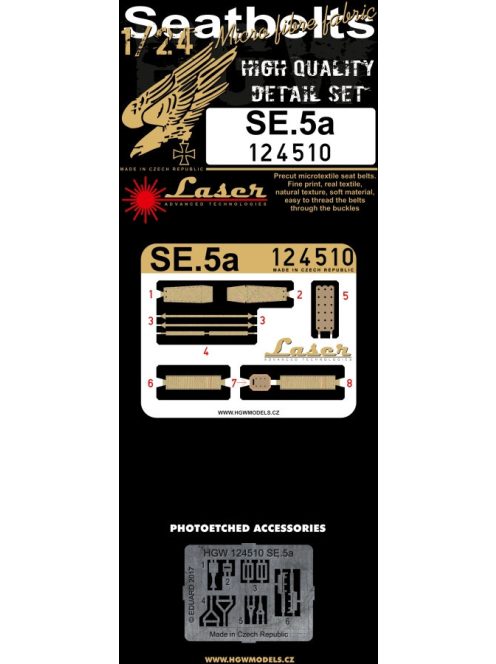 HGW Models - 1/24 SE.5a - Fabric Seat Belts - pre-cut (laser)