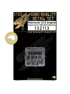   HGW Models - 1/32 Hannover Cl.II - Engine + Machine Gun - Photo-etched Sets  - Argus As.III + LMG 08/15 Spandau W