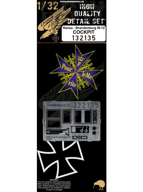 HGW Models - 1/32 Hansa-Brandenburg W.12 Cockpit - Photo-etched Sets  - Wingnut Wings