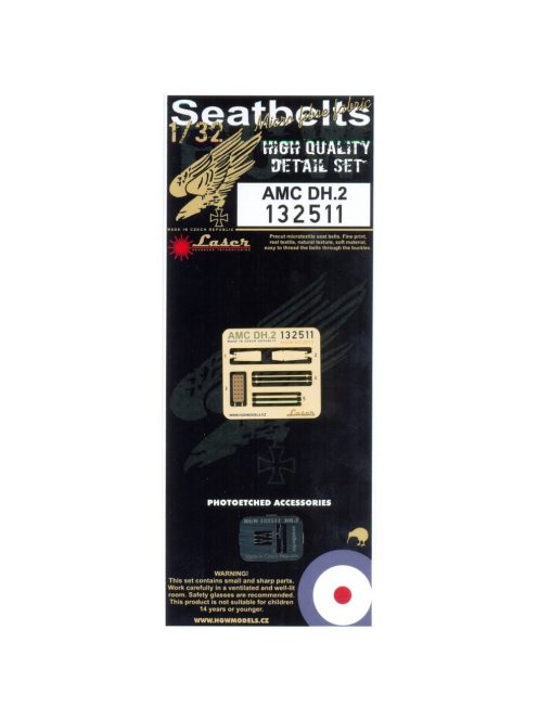 HGW Models - 1/32 AMC DH.2 - Fabric Seat Belts  - pre-cut (laser) Wingnut Wings