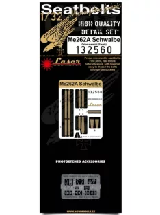   HGW Models - 1/32 Messerschmitt Me 262A Schwalbe - Fabric Seat Belts  - pre-cut (laser) Orlon Revell, Trumpeter