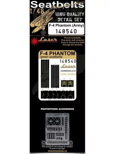   HGW Models - 1/48 F-4 Phantom (Army) - Microplastic Seat Belts - pre-cut (laser) Academy, Eduard