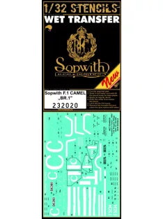   HGW Models - 1/32 Sopwith F.1 Camel - BR.1 Stencils - Wet Transfers - Wingnut Wings