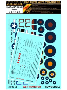   HGW Models - 1/48 Spitfire HF Mk. VIII - Stencils & Markings  - Wet Transfers - Eduard