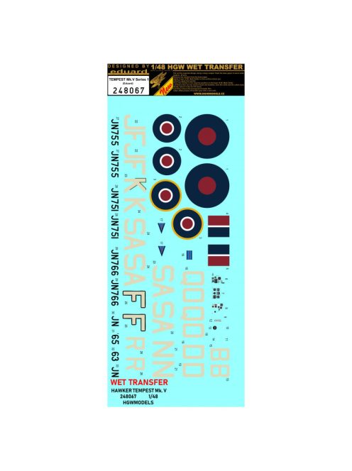 HGW Models - 1/48 Hawker Tempest Mk.V. series 1. - Markings