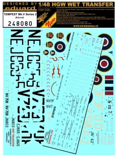   HGW Models - 1/48 Hawker Tempest Mk.V Series 2 - St. & Mark. - Wet Transfers - Eduard
