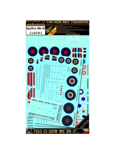   HGW Models - 1/48 Spitfire Mk.IX - Markings + Stencils - Wet Transfers - Eduard