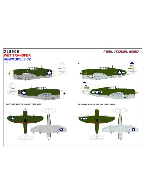 HGW Models - P-47 D Razorback OVER NEW GUINEA  -  Wet Transfers
