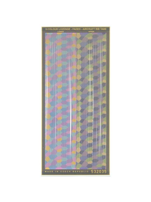 HGW Models - 1/32 5 Colour Lozenge Rib Tape - Decals Wood Grain - base white zig-zag (laser) upper & lower 910 cm