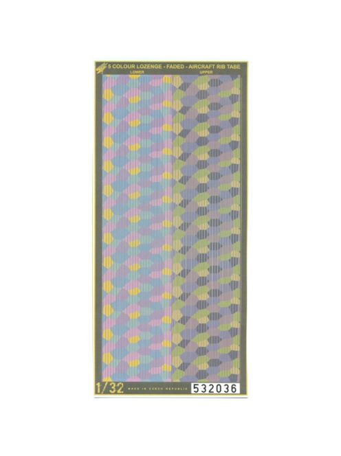 HGW Models - 1/32 5 Colour Lozenge Rib Tape - Decals Wood Grain - base white straight (laser) upper & lower 910 c