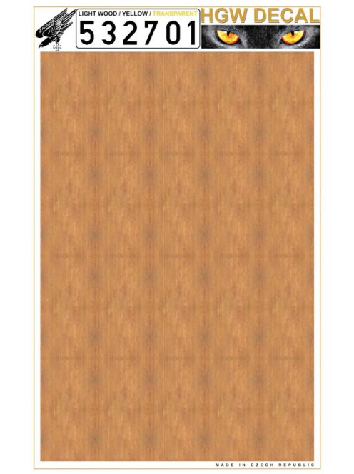HGW Models - 1/32 Yellow Light Wood - Decals Wood Grain - transparent no grid sheet: A4