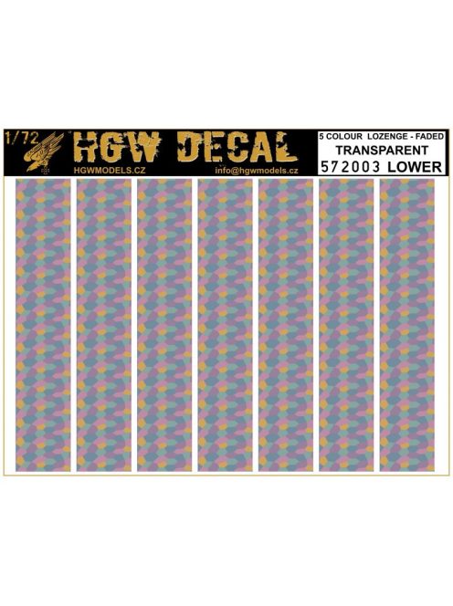 HGW Models - 1/72 5 Colour Lozenge Lower - Decals Wood Grain - transparent sheet: A5