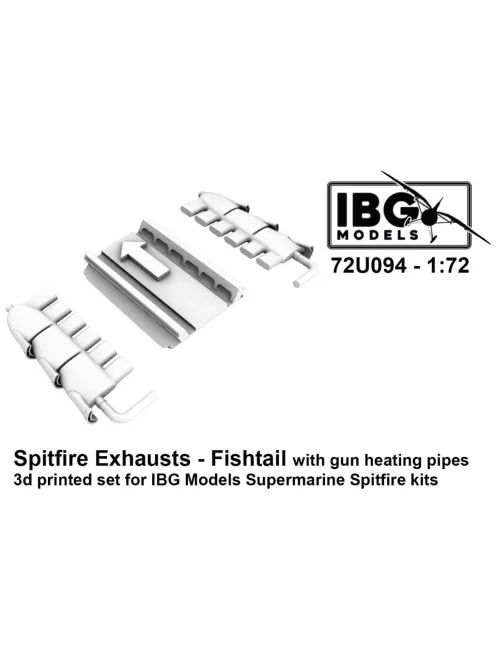 IBG - Supermarine Spitfire Exhausts - Fishtail Type with gun heating pipes - 3d Printed Set